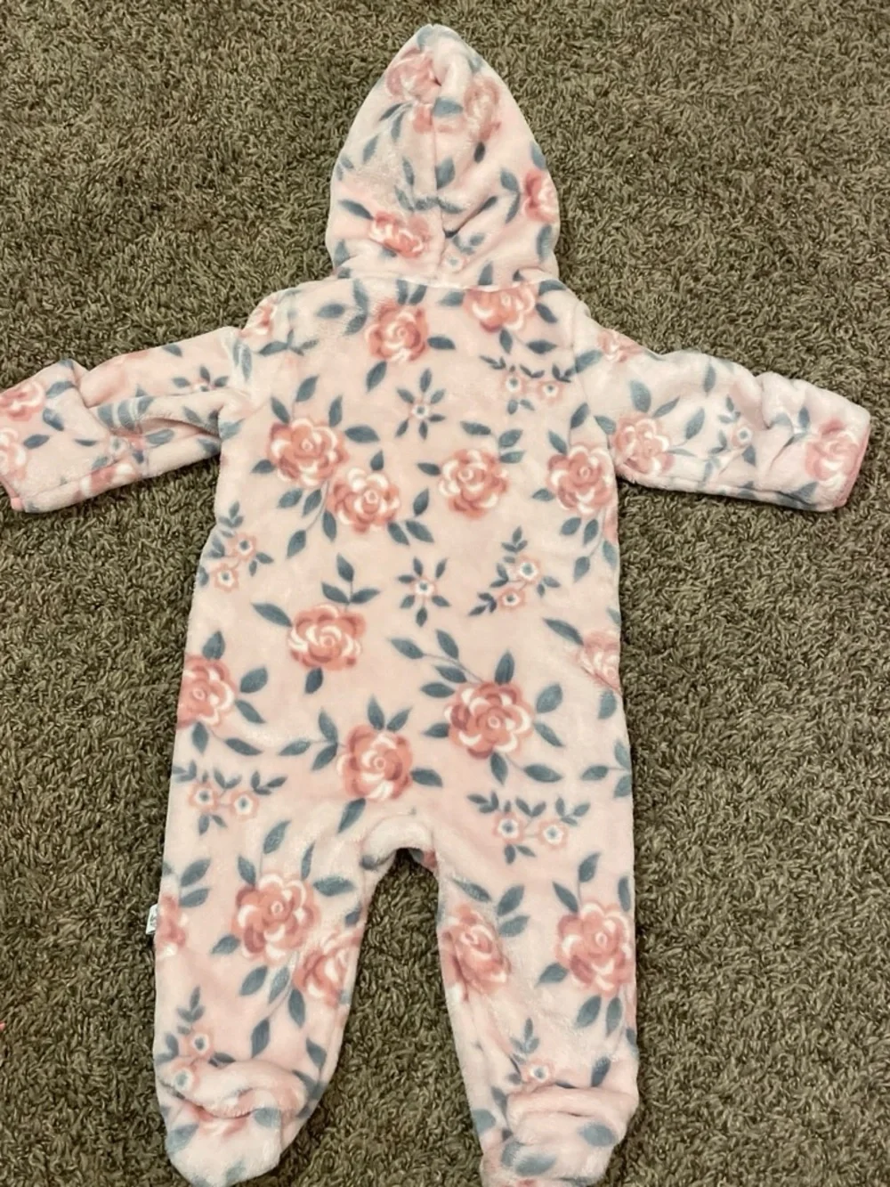 Pink Floral Hooded Footie One-Piece for Kids